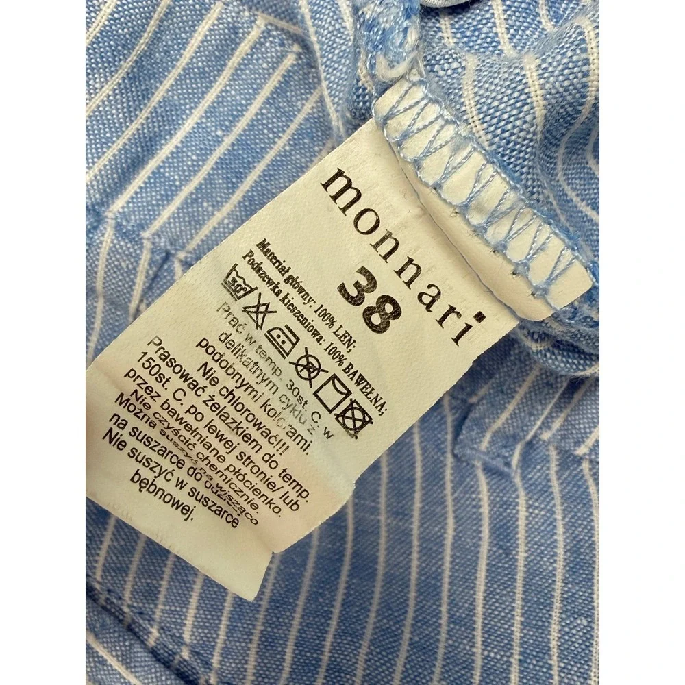 Monnari Blue White Striped Linen Summer Beach Bermuda Shorts Size 38 US 6